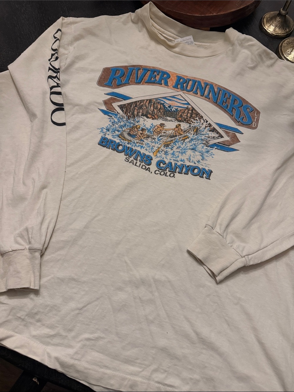 River Runners Browns Canyon Graphic Long Sleeve Tee - Cream